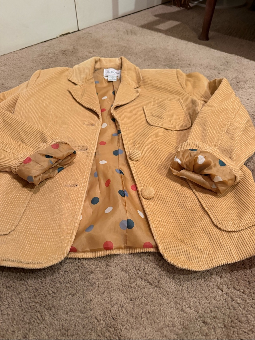 polka Dots and Cord peplum back Blazer